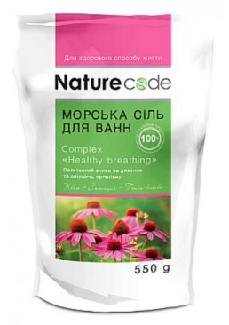 Морская соль для ванн Nature Code Healthy Breathing Хвоя + Эхинацея + Гинкго Билоба, 550 г